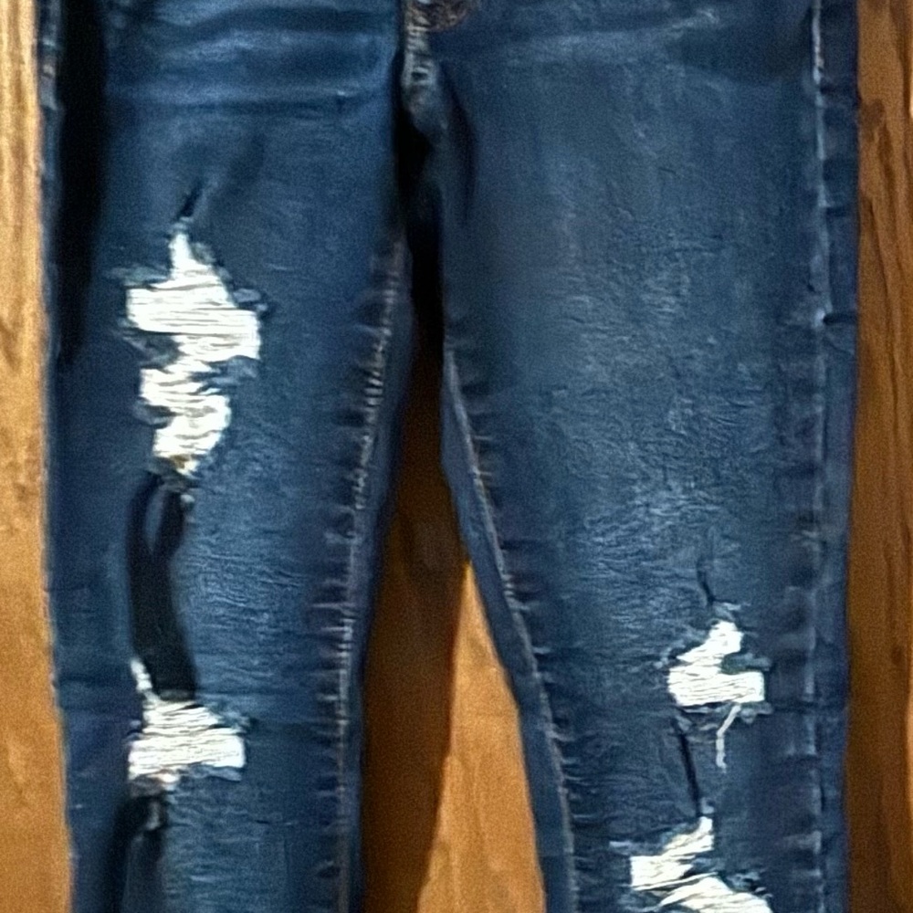 Aeropostale Blue Skinny Jeans with Distressed Details